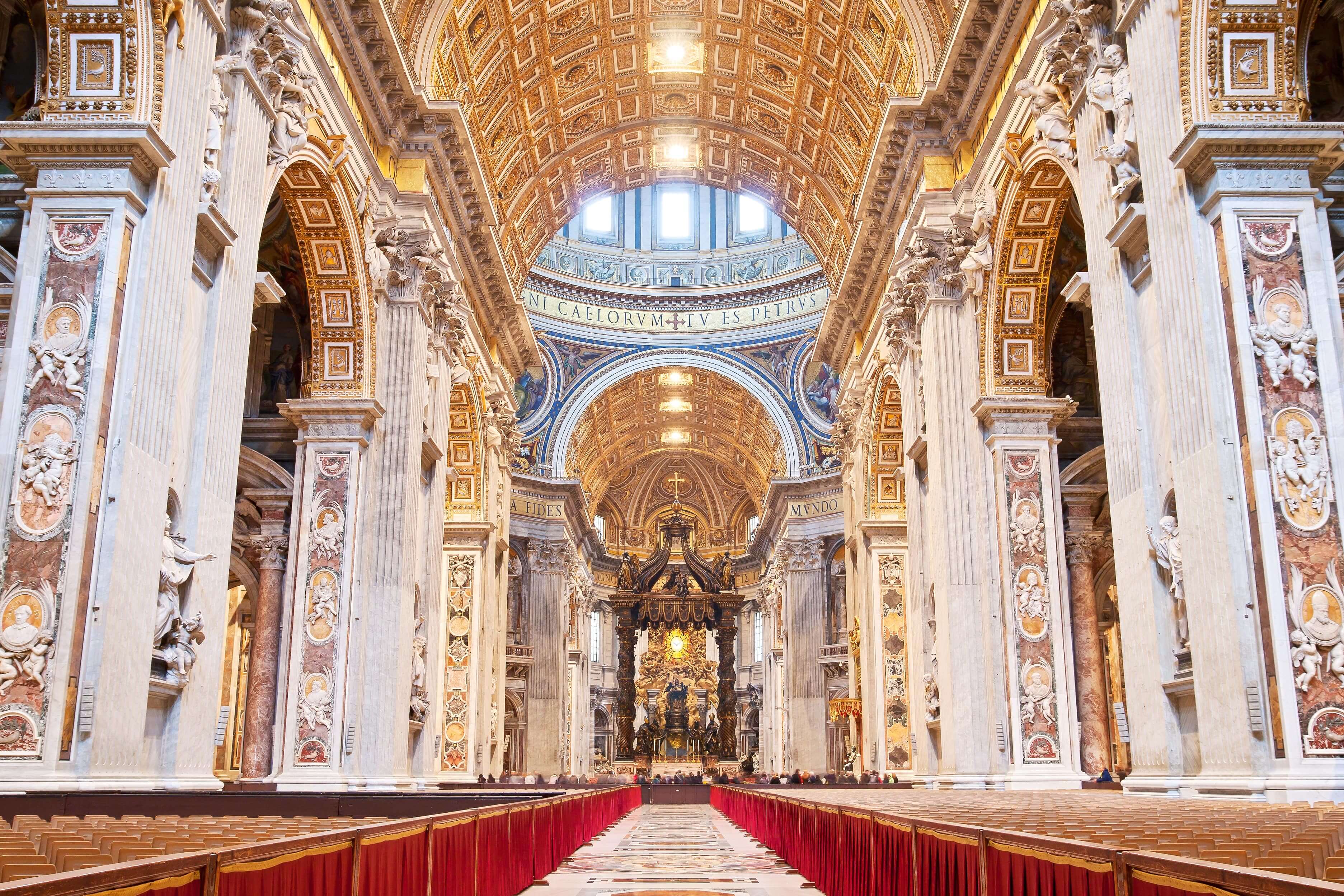 Interior of St Peter's Basilica in Rome,Italy.